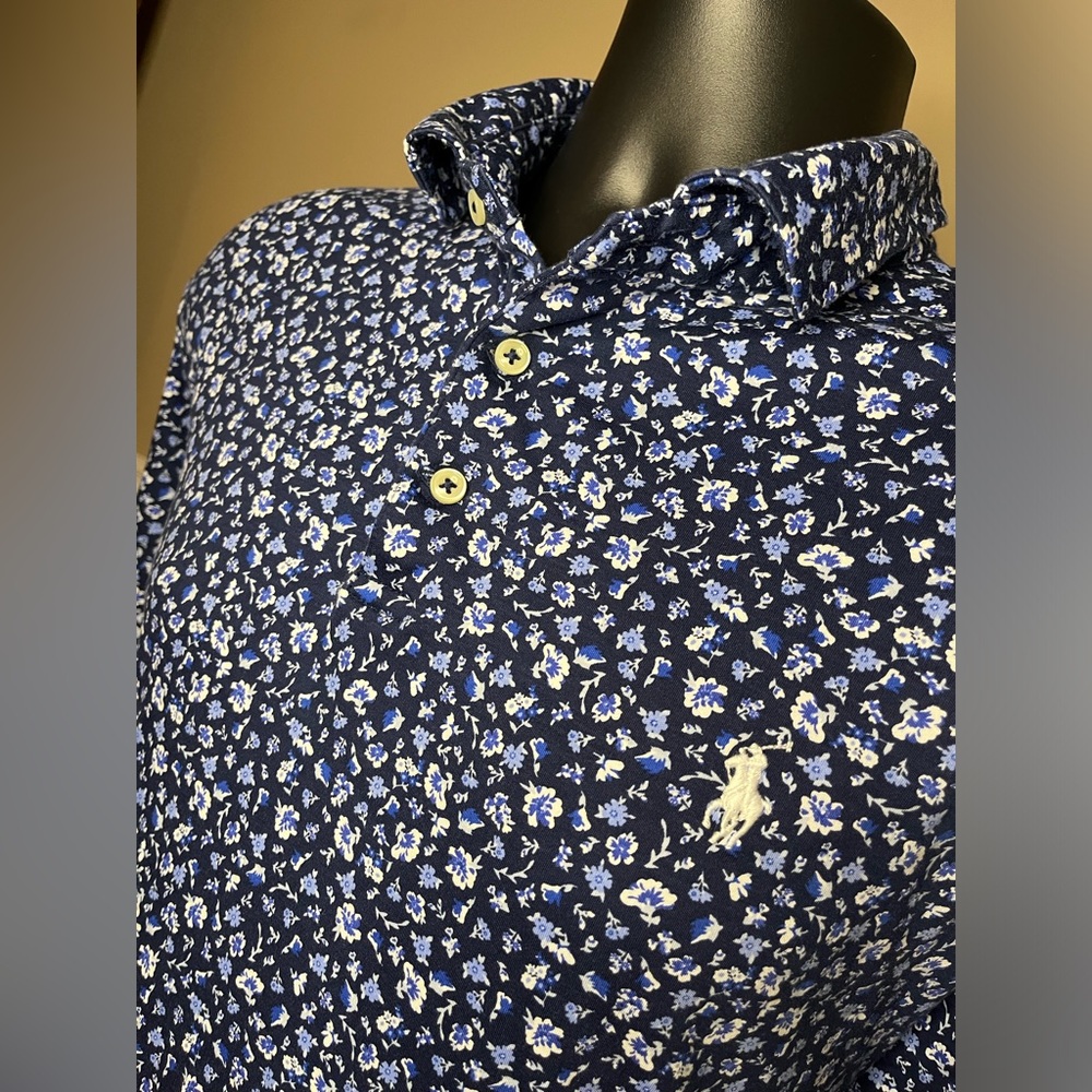 Polo Ralph Lauren Mens XL Short Sleeve Custom Slim Fit Polo Shirt Floral